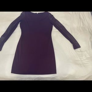 Nicole Miller Artelier Burgandy Long Sleeve Dress Leather arm Detail sz 8